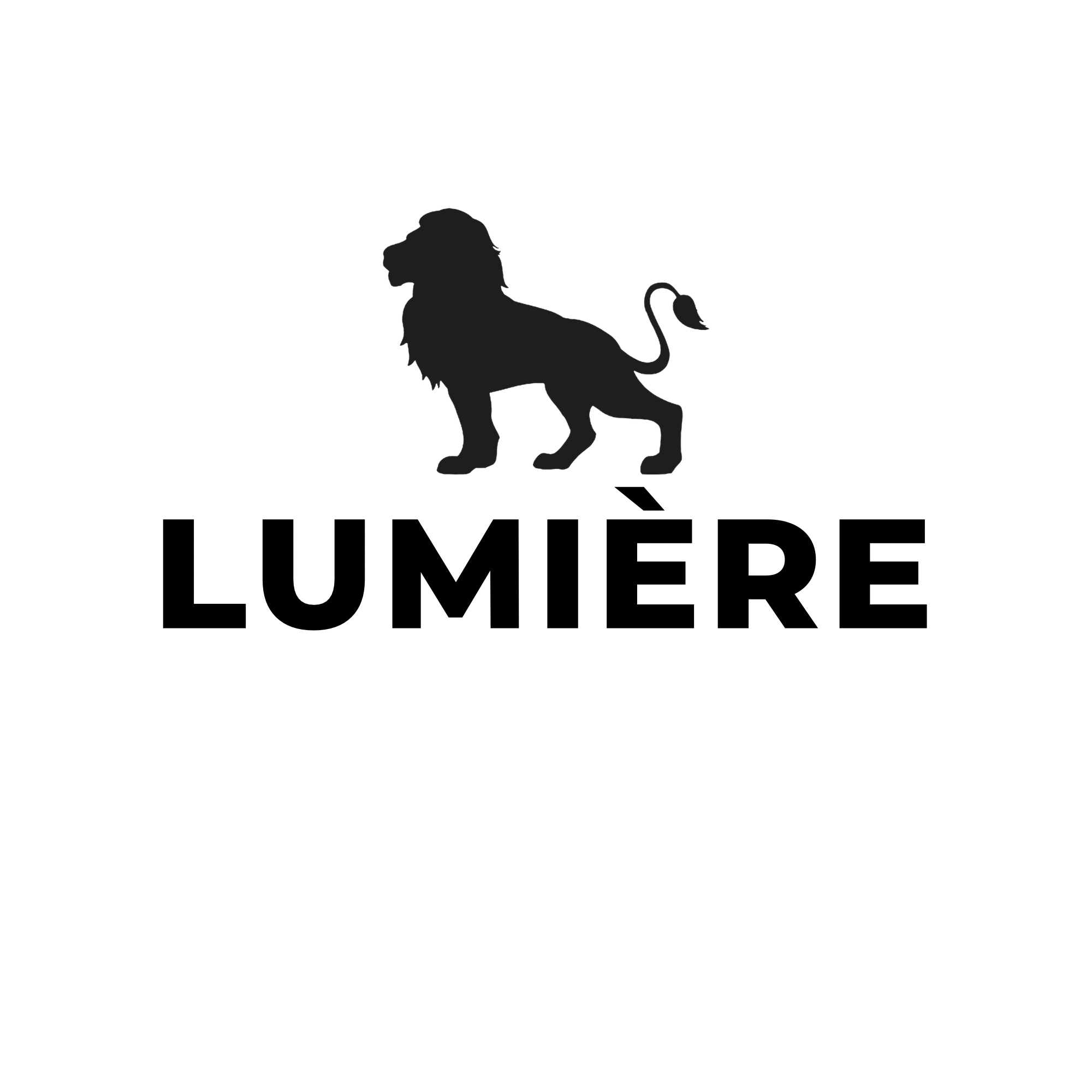 Lumiere logo with a lion silhouette on a white background